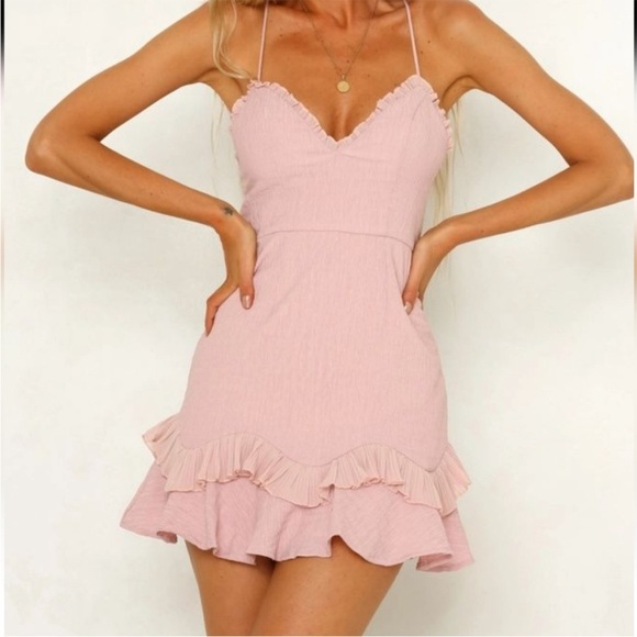 Hello Molly Dresses & Skirts - HELLO MOLLY scorpio season mini dress ruffle coquette feminine blush pink size M